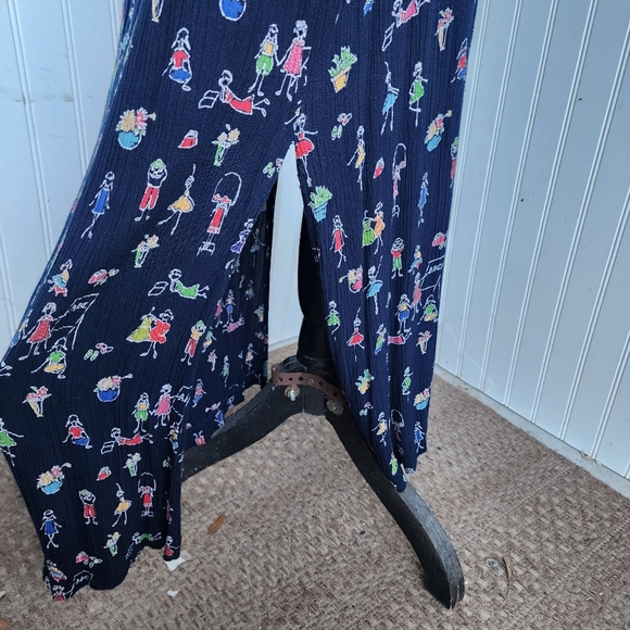 Stonebridge Women's Maxi Sleeveless Dress Print Navy Blue Crinkle Fun Stretch M - Picture 6 of 13